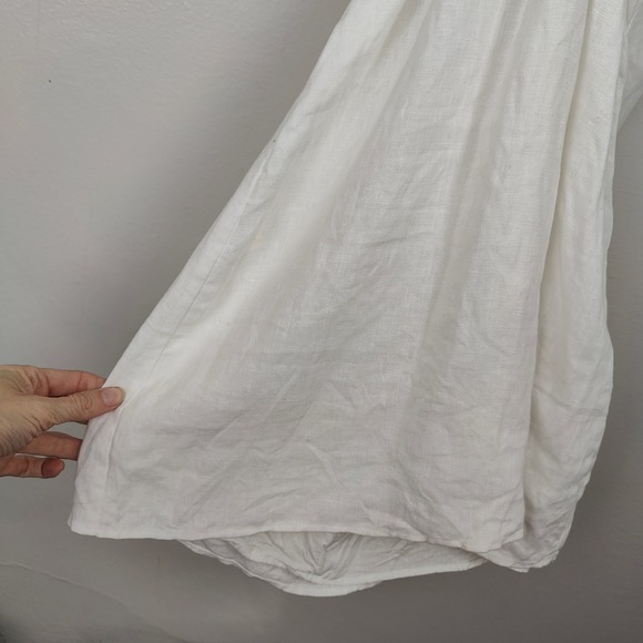 Reformation‎ Dress Womens 2 White Linen Halter Draped Mini Bodycon Preppy - Picture 4 of 13